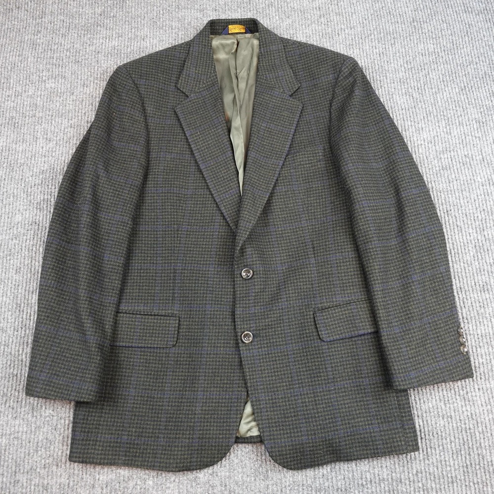 Vintage Brooks Brothers Blazer Mens 40 Green Check Tweed Houndstooth USA
